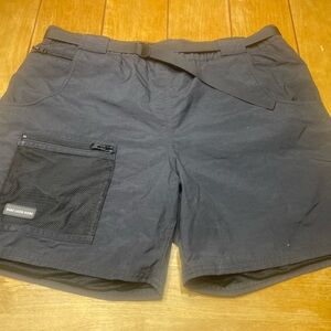 Aime Leon Dore Tech Cargo Shorts Nylon Belted Black Size Large 6” Inseam Hiking